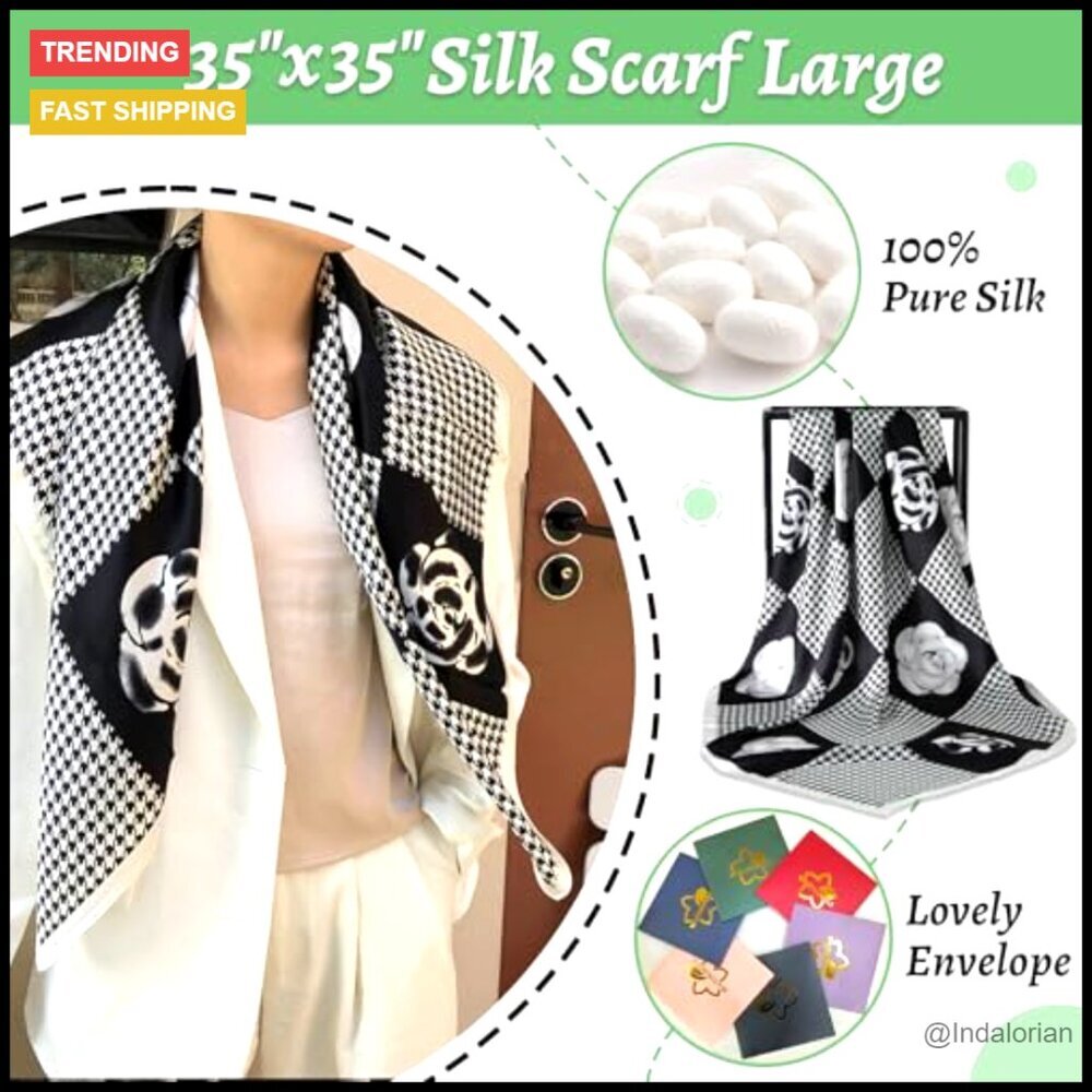 Mulberry Silk Head Scarf Large Square Lightweight Elegant Hair Wrap Bandana - Picture 6 of 7